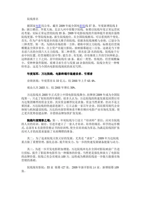 院线排名