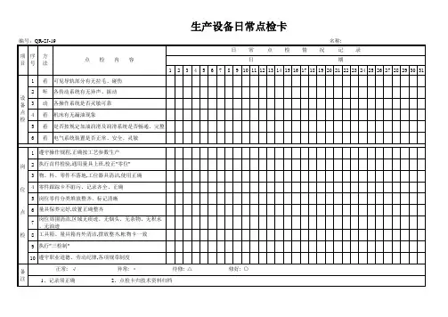 630 生产设备日常点检卡