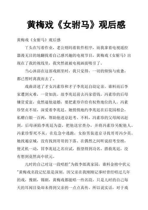 黄梅戏《女驸马》观后感