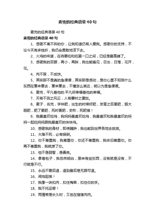 麦兜的经典语录40句
