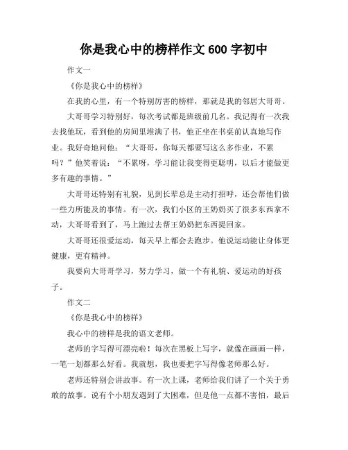 你是我心中的榜样作文600字初中