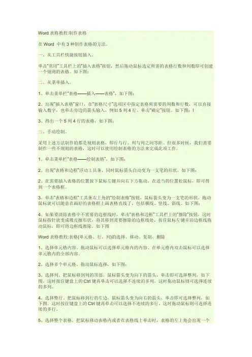 Word表格教程制作表格