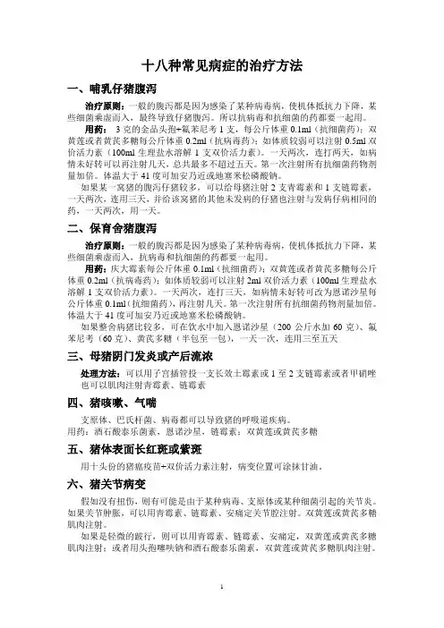 十八种常见病症的治疗方法