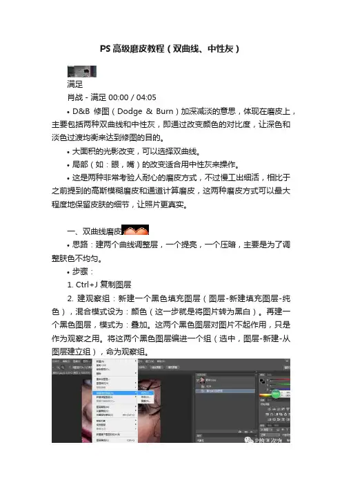 PS高级磨皮教程（双曲线、中性灰）