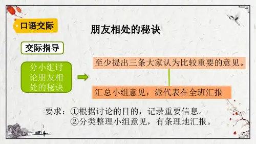 四年级下册语文第六单元 语文园地六+口语交际：朋友相处的秘诀  课件