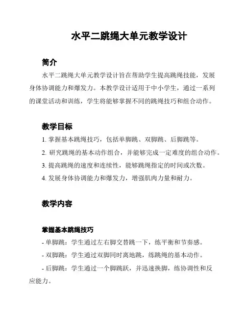 水平二跳绳大单元教学设计