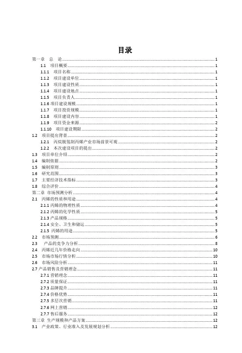 丙烷脱氢制丙烯可行性研究报告