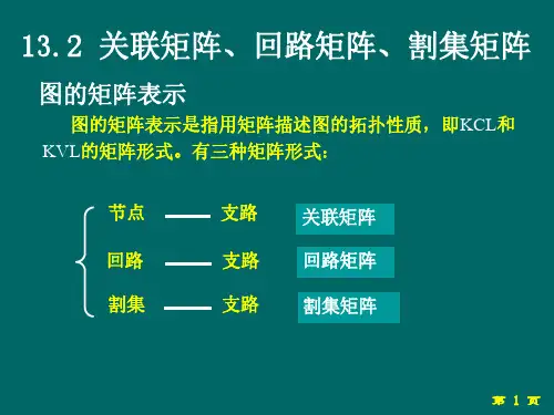 13.2 关联矩阵、回路矩阵和割集矩阵