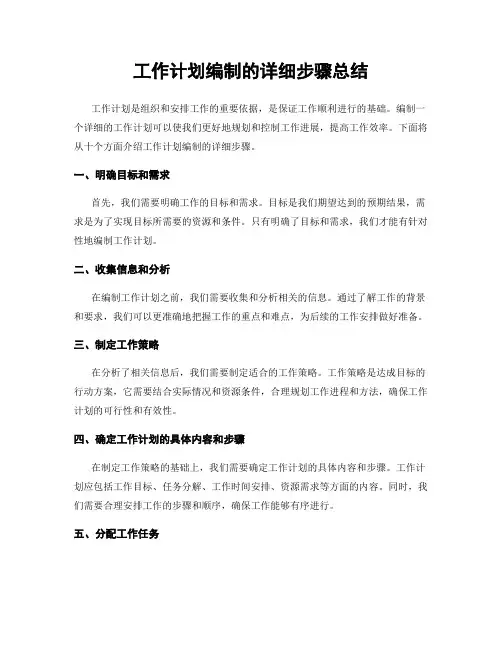 工作计划编制的详细步骤总结