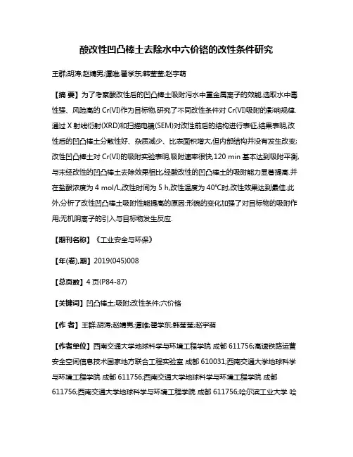 酸改性凹凸棒土去除水中六价铬的改性条件研究
