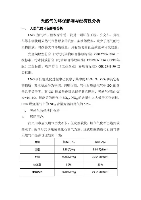天然气的环保影响与经济性分析