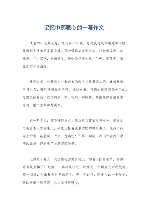记忆中那暖心的一幕作文