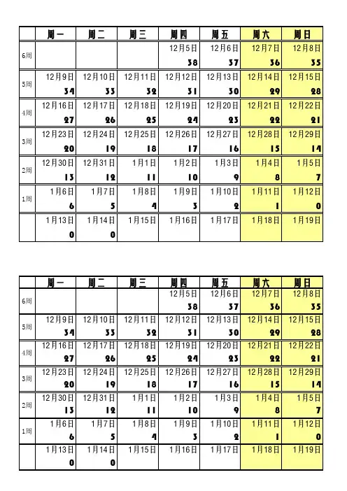 2013下半年期末考试时间表