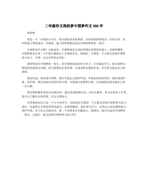 二年级作文我的梦中国梦作文300字