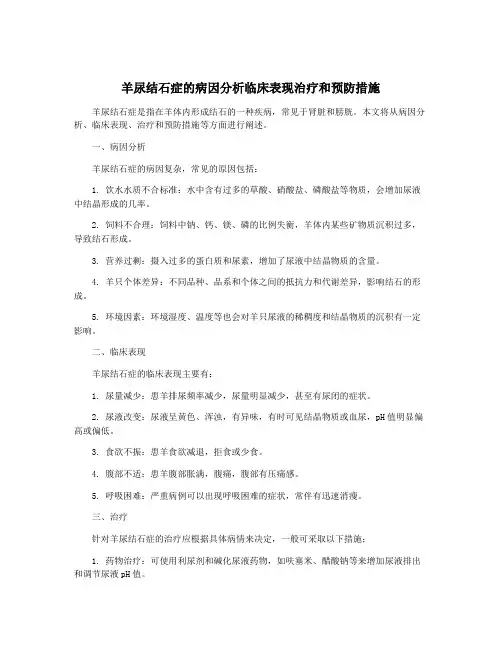 羊尿结石症的病因分析临床表现治疗和预防措施