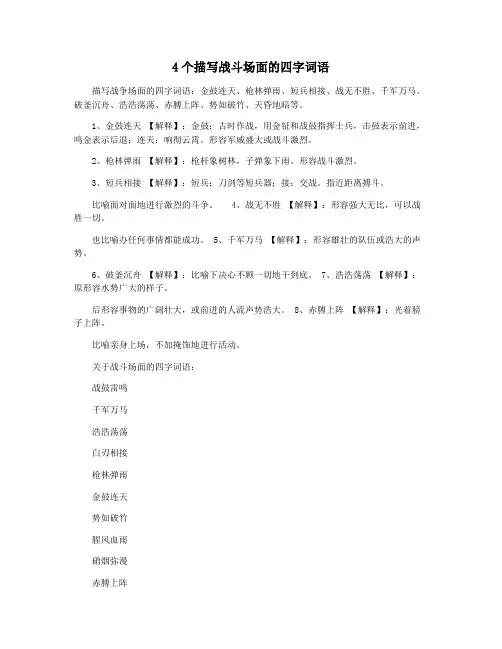 4个描写战斗场面的四字词语
