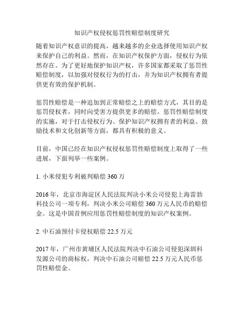 知识产权侵权惩罚性赔偿制度研究