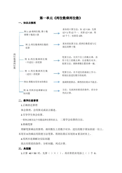(苏教版)三年级下册第1单元知识点整理