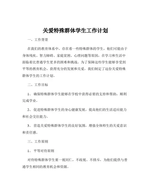 关爱特殊群体学生工作计划