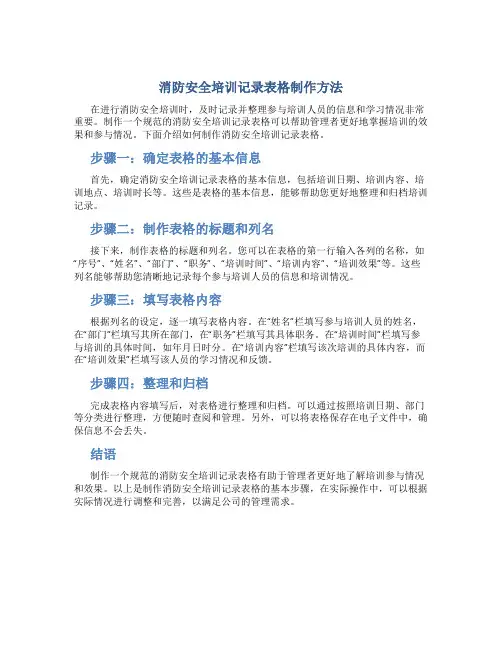 消防安全培训记录表格怎么做