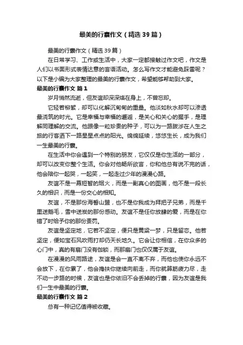 最美的行囊作文（精选39篇）