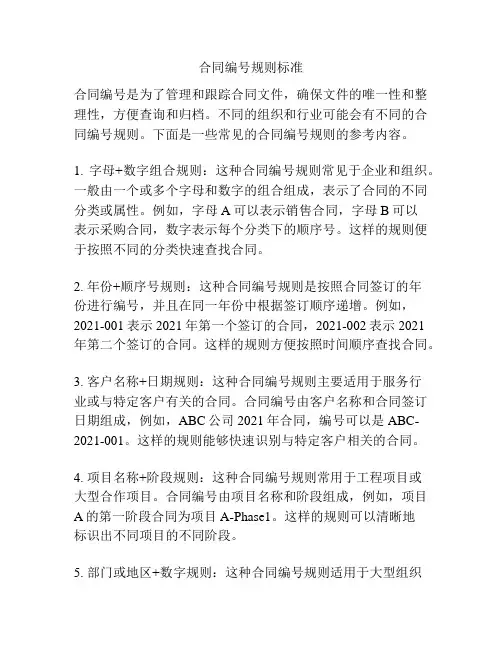 合同编号规则标准