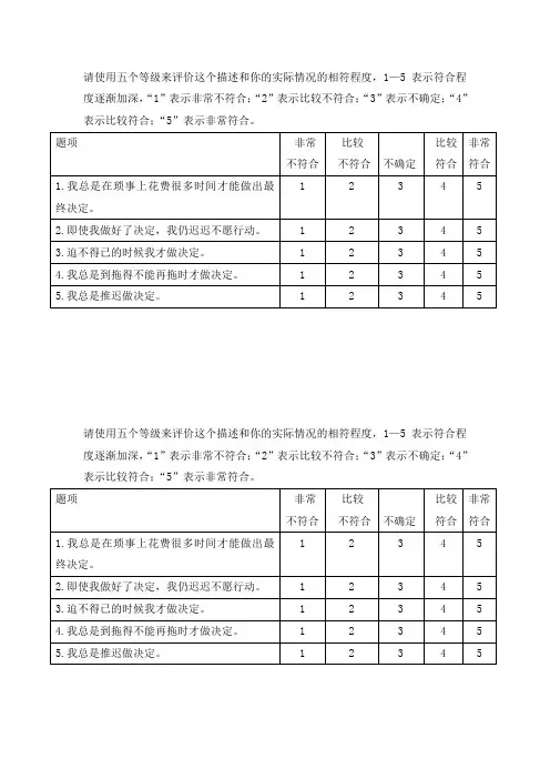 DMQ-决策拖延量表