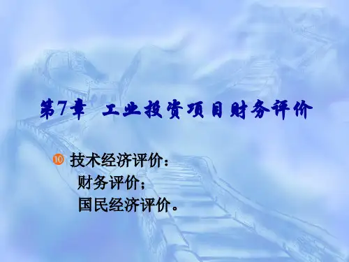 工业投资项目财务评价