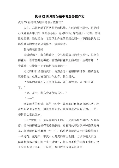 我与再见时为题中考满分作文 
