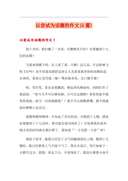 以尝试为话题的作文(5篇)