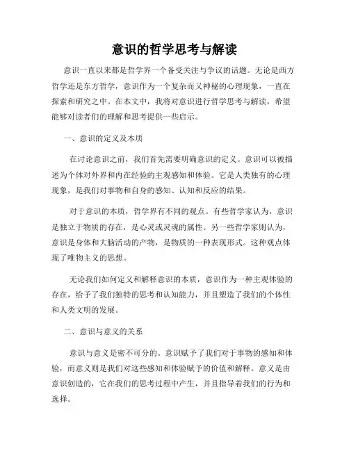意识的哲学思考与解读