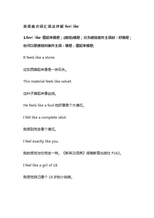 英语重点词汇语法详解feel like