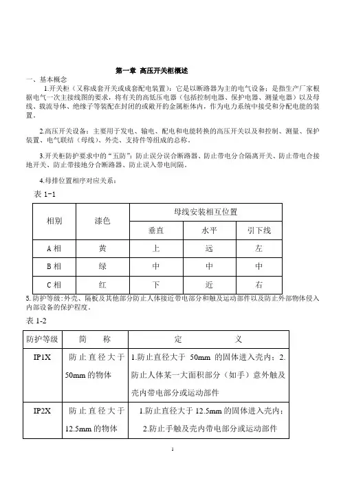 高压开关柜基本知识