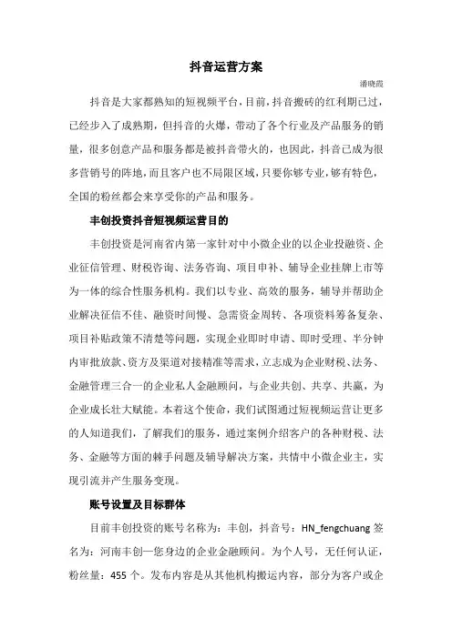 抖音运营方案
