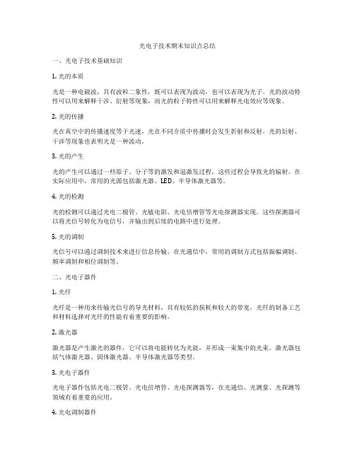 光电子技术期末知识点总结