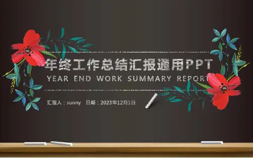 黑板背景粉笔素描风年终工作总结汇报ppt模板