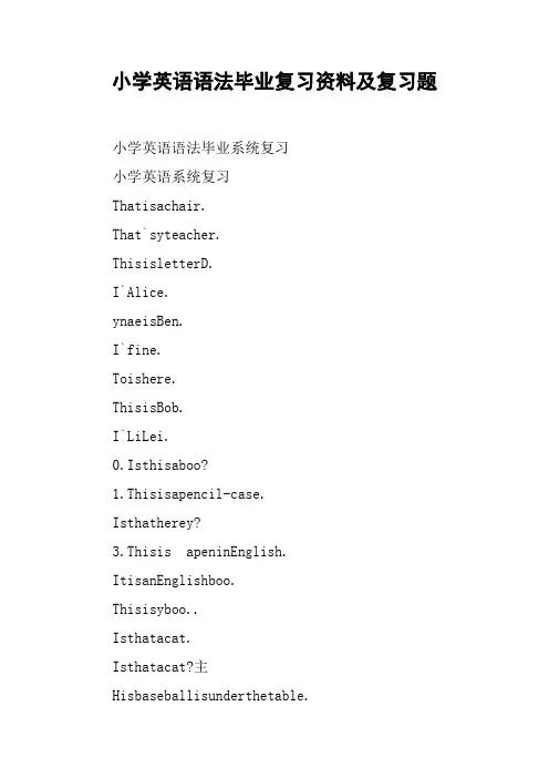 小学英语语法毕业复习资料及复习题