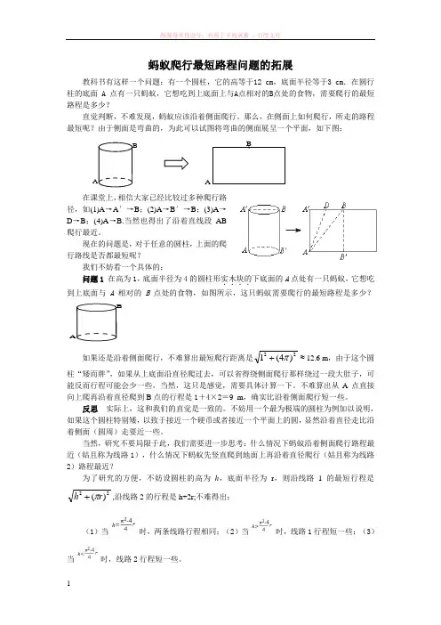 蚂蚁爬行最短路程问题的拓展 (1)