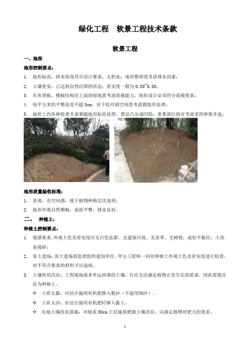绿化工程  软景工程、硬景工程技术条款