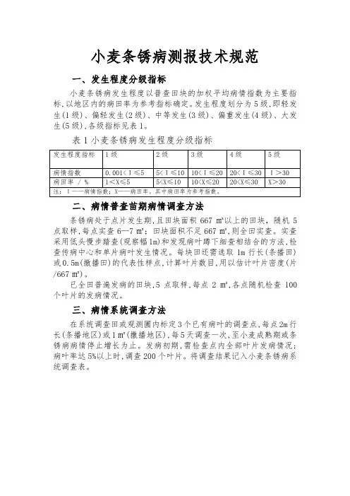 小麦条锈病测报技术规范