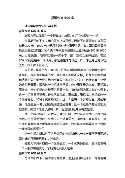 精选凝聚作文600字4篇