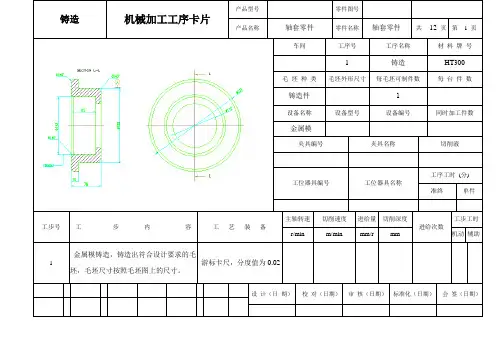 轴套零件加工工艺卡片