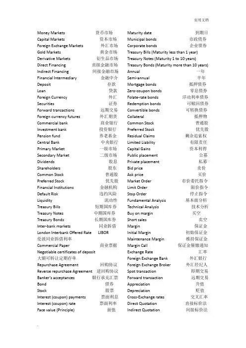 金融英语专业词汇汇总