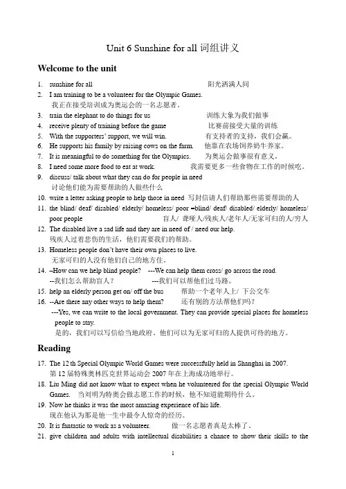译林版英语8bunit6词组表