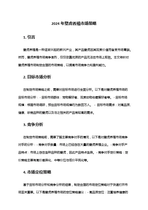 2024年壁虎养殖市场策略