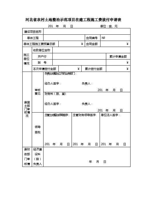 河北省农村土地整治示范项目专用表格【范本模板】