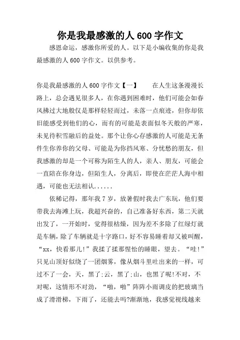 你是我最感激的人600字作文