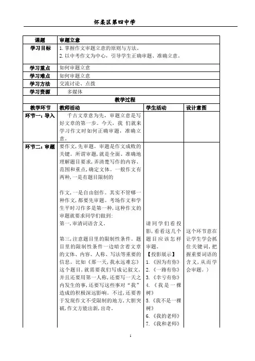 审题立意
