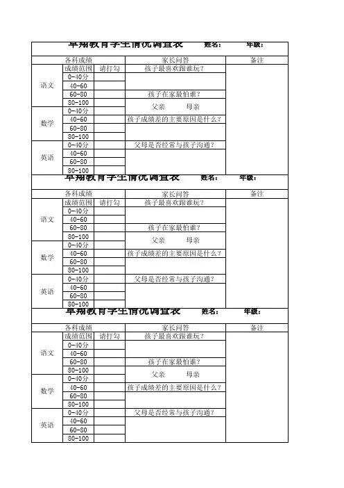 学生基本情况调查表