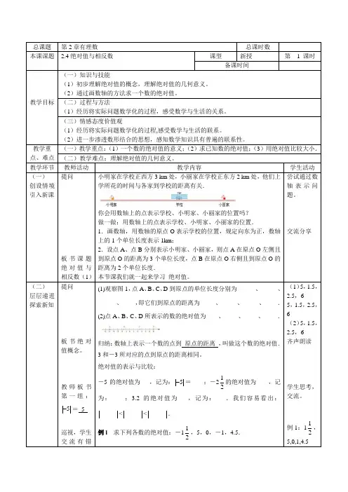 初中-数学-苏科版-七年级上册-2.4绝对值与相反数(1)